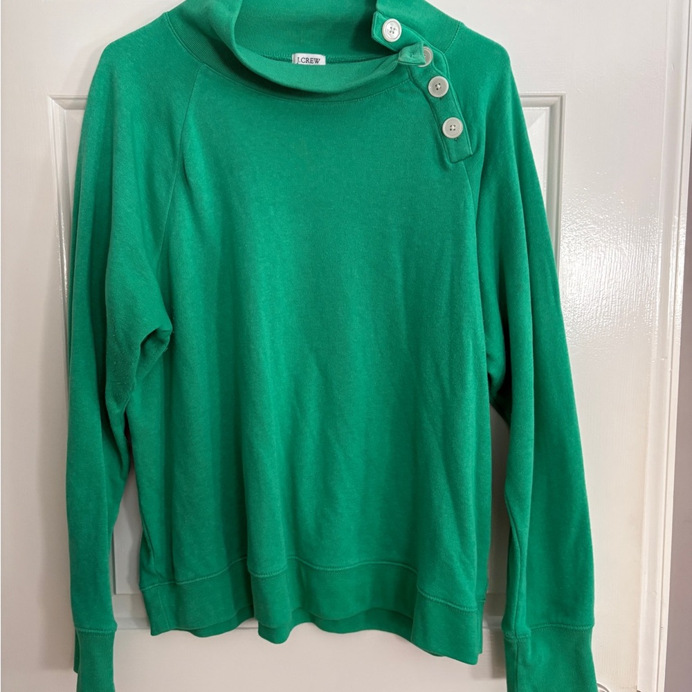 J. Crew Green Cowl Neck Sweater with Button Accents